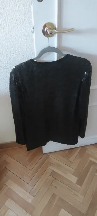 Chaqueta Lentejuelas Negra Talla L.