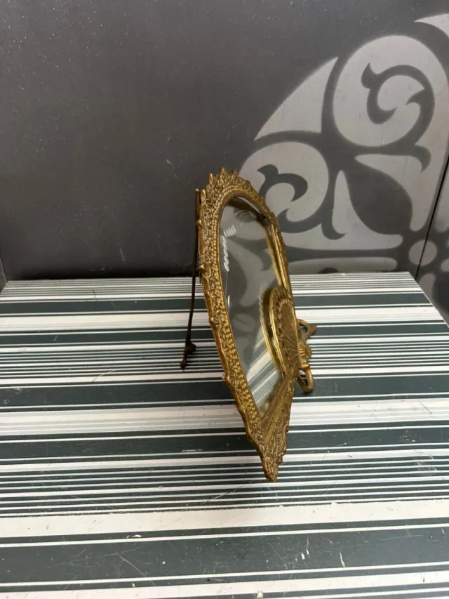 Espejo abanico vintage de bronce