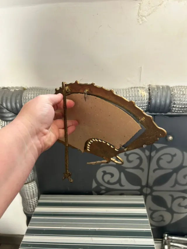 Espejo abanico vintage de bronce