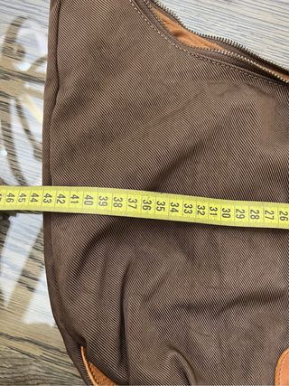 Borsa marrone in tela e pelle