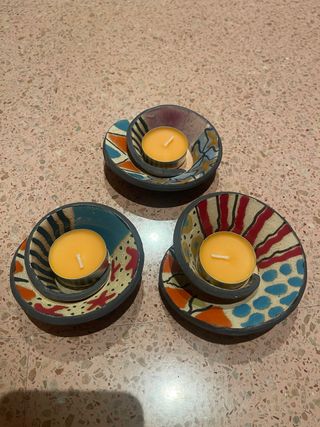 Portacandele in ceramica multicolore