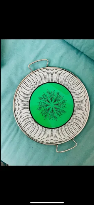 Vassoio vintage vetro e metallo