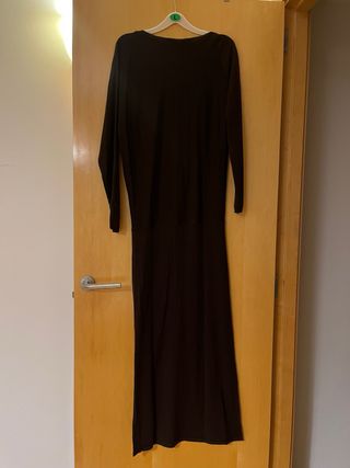 Vestido largo Zara manga larga marrón chocolate