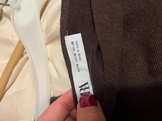 Vestido largo Zara manga larga marrón chocolate