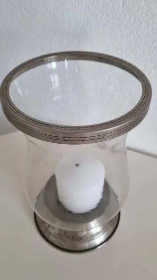 Set di 2 candelabri in vetro e metallo argentato