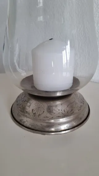 Set di 2 candelabri in vetro e metallo argentato