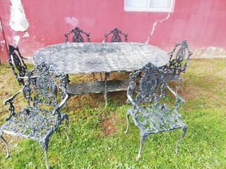 Conjunto mesa y sillas de forja aluminio
