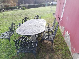 Conjunto mesa y sillas de forja aluminio