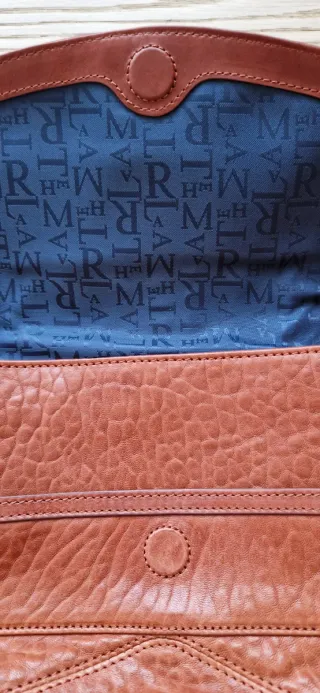 Bolso Lamarthe de piel. Color cuero anaranjado