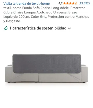 Funda sofá chaise longue gris