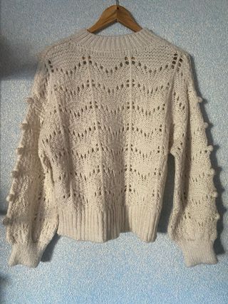 Jersey punto calado bolas beige