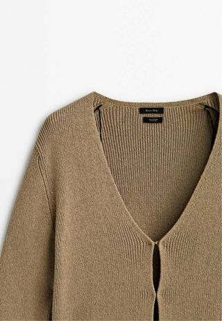 Massimo Dutti cárdigan punto lino beige