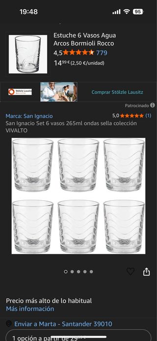 Set di 5 bicchieri in cristallo con onde d'acqua