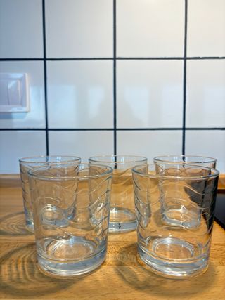 Set di 5 bicchieri in cristallo con onde d'acqua