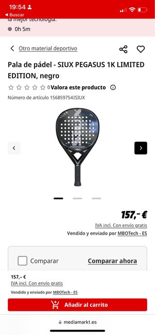 Pala pádel Siux Pegasus 1K Limited Edition