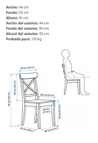Conjunto 4 Sillas Ikea Rosentorp madera maciza