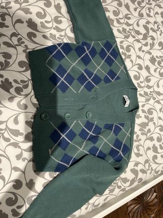 Cárdigan Hollister Argyle Verde Azul Talla XS