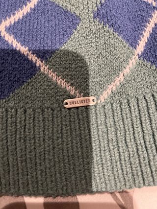 Cárdigan Hollister Argyle Verde Azul Talla XS