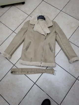 Giubbino donna eco pelle scamosciata beige
