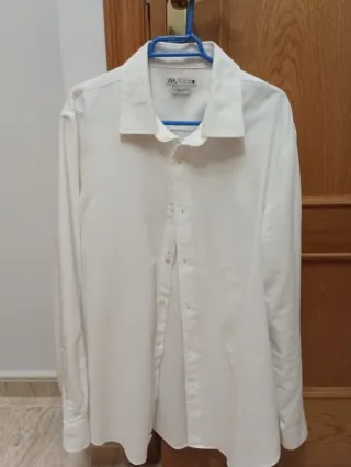 Camisa ZARA Slim Fit Blanca Talla XL