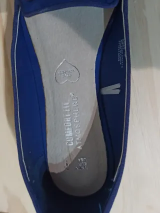 Zapatos planos azules con detalle dorado