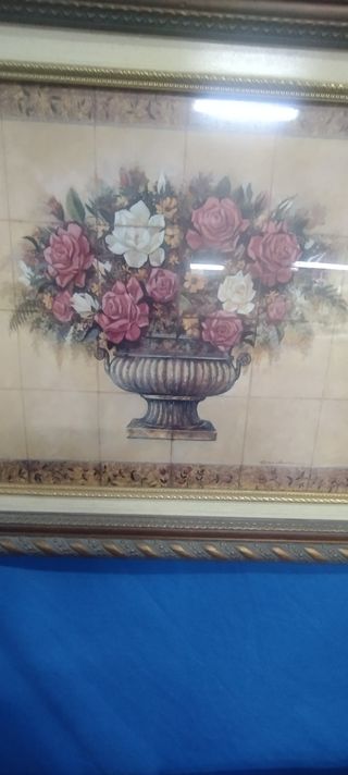 Quadro girasoli con cornice in legno e vetro