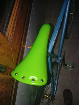 Bicicleta Fixie Blu con Sella Verde