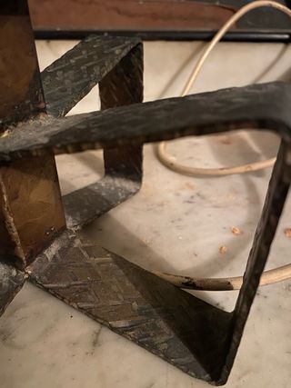 Lámpara Mesa Vintage, Pie Metálico, Globo Cristal