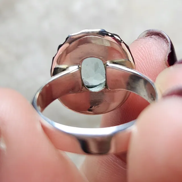 Anillo Plata 925 Topacio Azul Ovalado