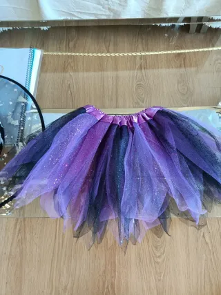 Falda Tutú Bruja Morado y Negro gorro y corbata