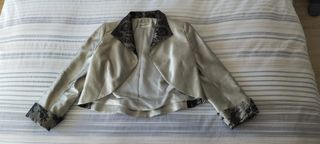 Conjunto Vestido Ceremonia Gris y Negro