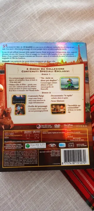 3 DVD Disney Pixar: Ratatouille, Pinocchio, Shrek