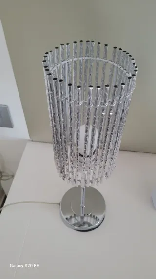 2 Lámparas de Mesa Cristal y Metal