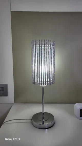 2 Lámparas de Mesa Cristal y Metal