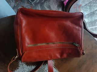 Borsa tracolla pelle marrone arancio