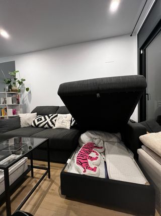 Sofá Cama Gris 3 Plazas con Chaiselongue