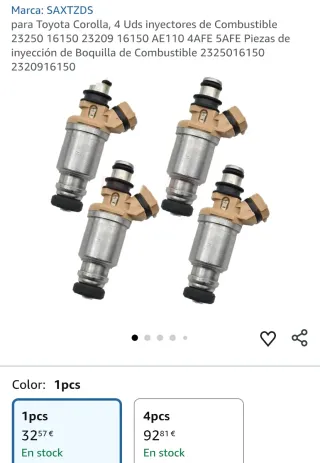 Inyectores Toyota Corolla (4 unidades)