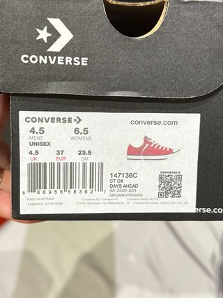 Nuove Converse Rosse Taglia 37