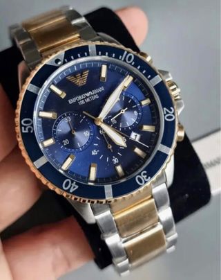 Reloj Emporio Armani Cronógrafo Azul Dorado