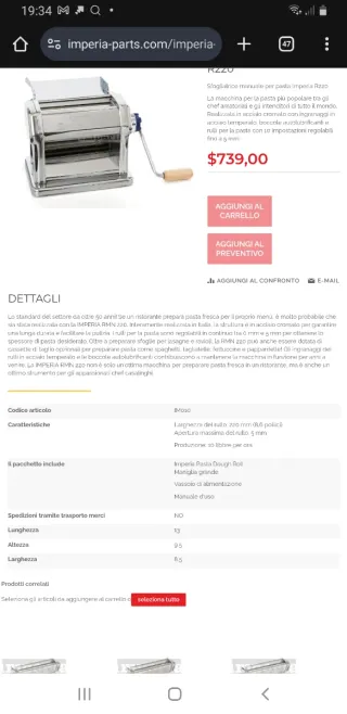 Macchina per pasta Imperia R 220 Manuale torino italy