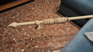 Tende bianche con righe beige