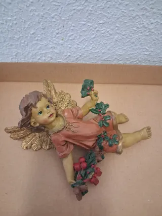 Figura Angelo Dipinto a Parete Vintage