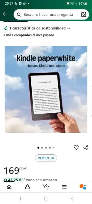 Ebook Amazon Kindle Paperwhite pantalla 7" rosa