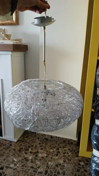 Lampada da soffitto in metallo argentato