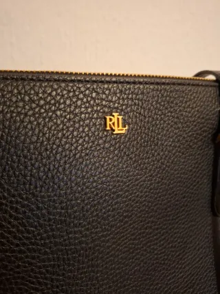 Bolso Tote Ralph Lauren Negro Piel