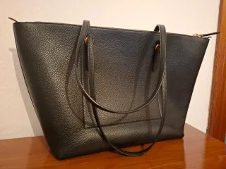 Bolso Tote Ralph Lauren Negro Piel