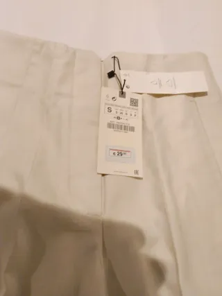 Pantalón Zara Pierna Ancha Mujer Beige