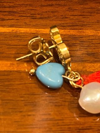 Pendientes Tous Corazón Perla Turquesa Dorados