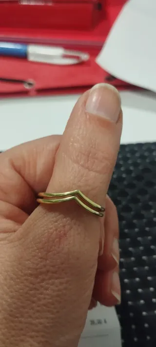 2 Anillos deseo clásico pulido recubrimiento oro