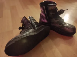 Botas Charol Niña Negras y Grises número 34